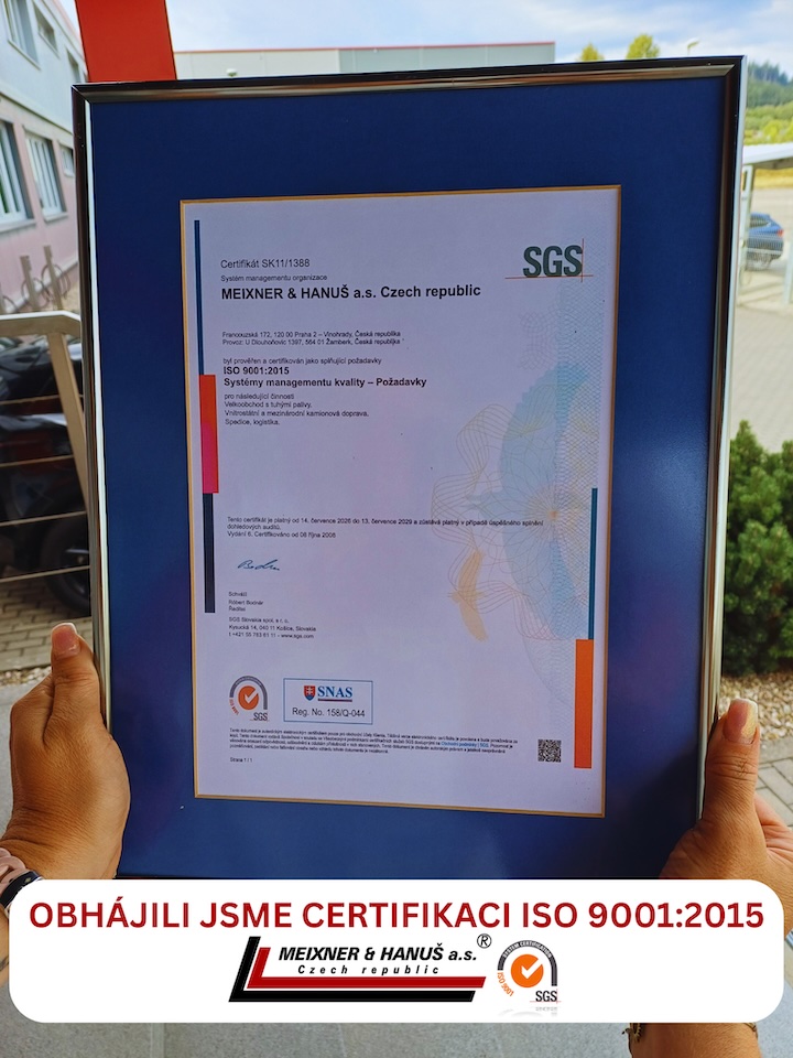 Úspěšná obhajoba certifikace kvality ISO 9001:2015